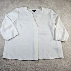 Women's J. Jill Wearever Collection White‎ Blouse Top Size Petite L 3/4 Sleeve
